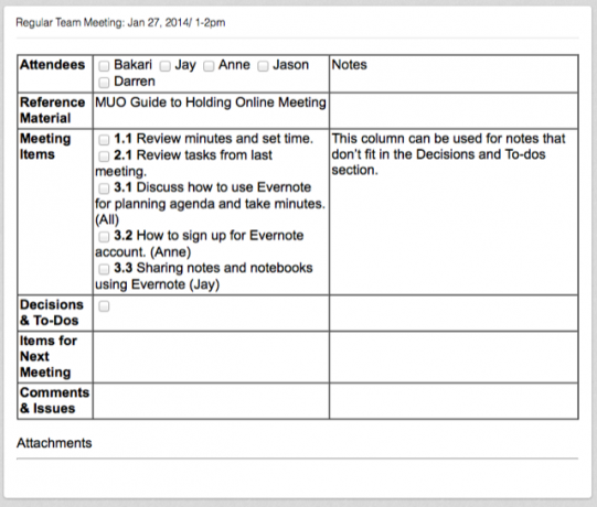 Table Evernote