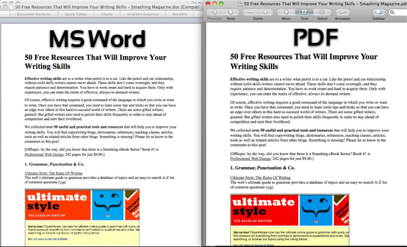 Convertissez n'importe quel PDF en documents Word sans effort [MakeUseOf Giveaway] Comparaison Word et PDF thumb