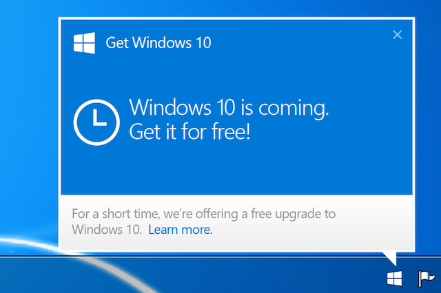 Notification de mise à niveau Windows-10