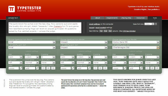 application web de typographie