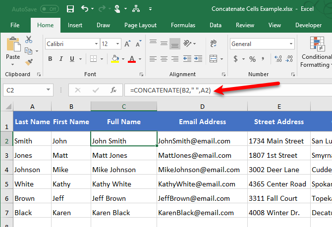 excel text functions - Concatène du texte à partir de plusieurs cellules