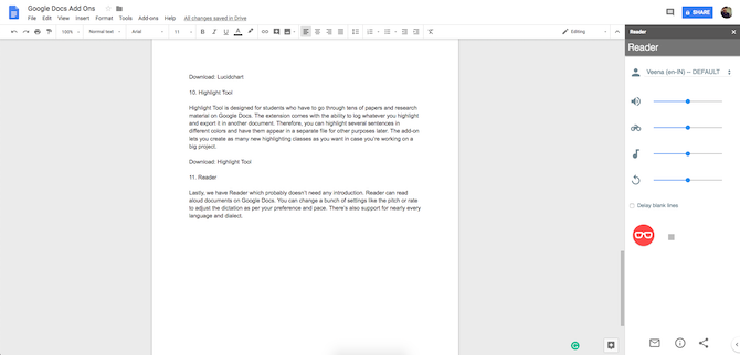 Module complémentaire Google Docs Reader