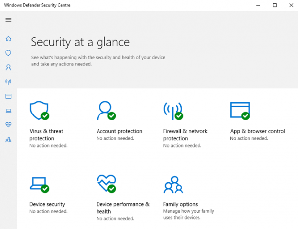 Capture d'écran de Windows Defender