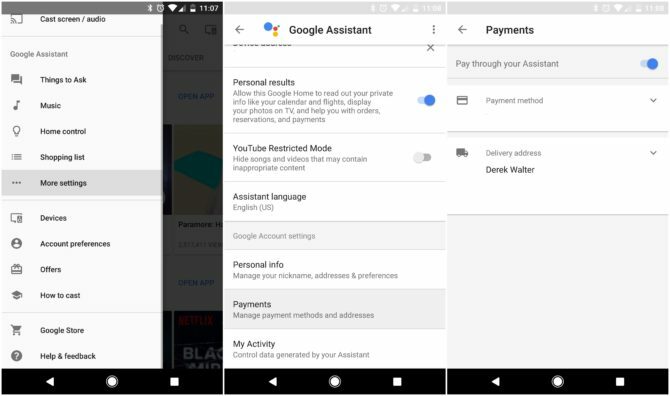 paiement de configuration de l'assistant google