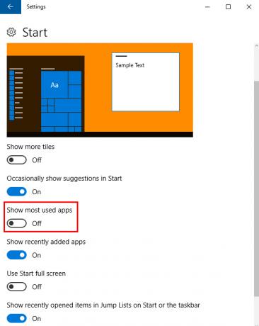 Comment supprimer "Applications les plus utilisées" du menu Démarrer de Windows 10 MostUsed2