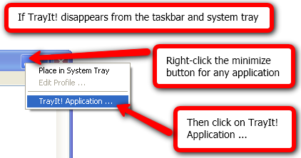 Minimisez les programmes dans la barre d'état système avec TrayIt! si le plateau disparaît