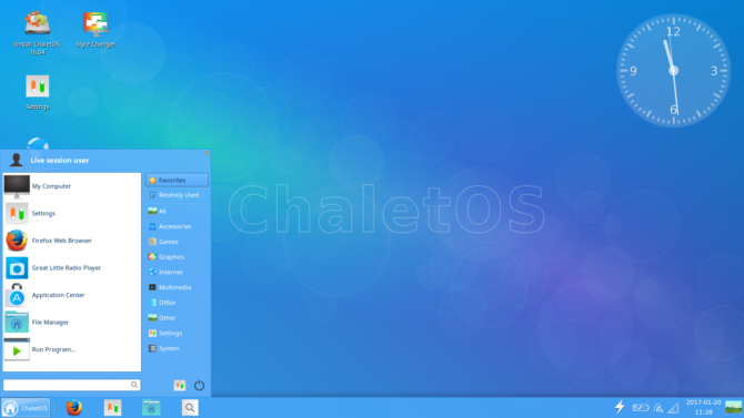 Menu Démarrer ChaletOS 16