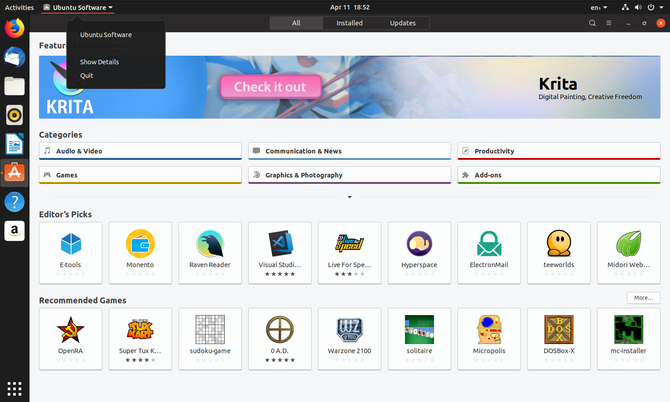 Nouveau menu d'application GNOME dans Ubuntu 19.04