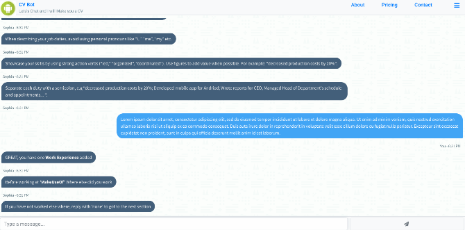 Discutez avec CV Bot pour créer votre CV