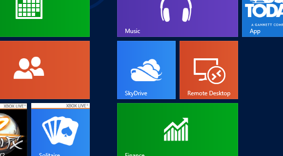 La vignette SkyDrive doit se trouver sur l'écran de démarrage de Windows 8