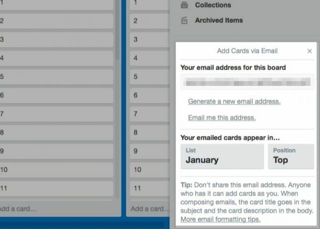 comment utiliser trello - créer une carte par e-mail