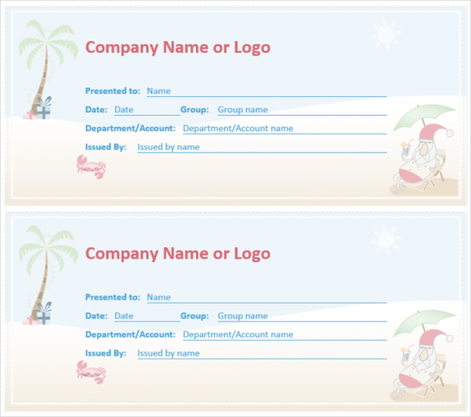 modèles de certificats-cadeaux microsoft office summer santa