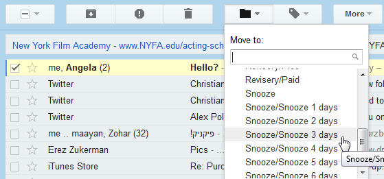 ajouter un bouton snooze à gmail