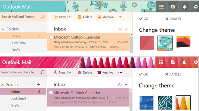 Nouveau Outlook.com - Thèmes