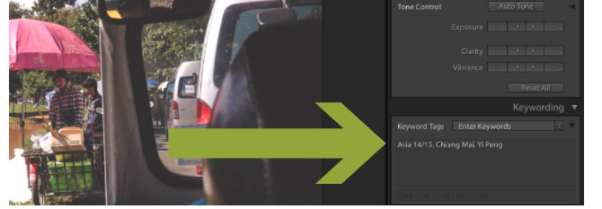 Mots clés dans Lightroom