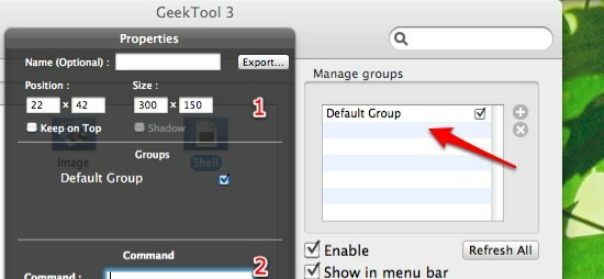 GeekTool - Afficher les informations système sur Mac dans les propriétés et groupes Style 02b