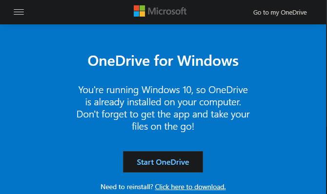 Site Windows 10 OneDrive