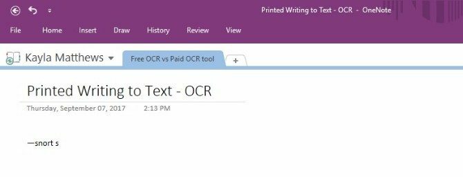 reconnaissance optique de caractères onenote