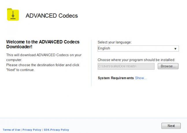 Installateur de codecs avancé