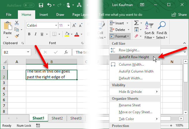 excel text functions - AutoFit Row Height