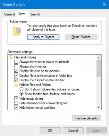 Options du dossier de l'Explorateur de fichiers Windows 10