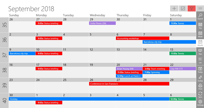 une application de calendrier windows 10