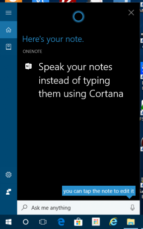 Utilisez Cortana pour créer une nouvelle note