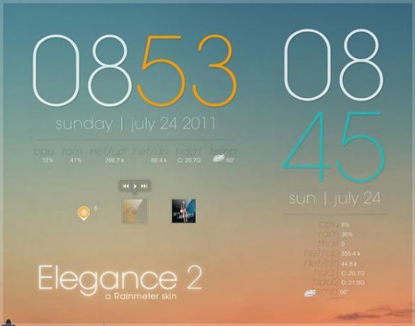 Les meilleurs skins Rainmeter pour un bureau minimaliste - Elegance 2