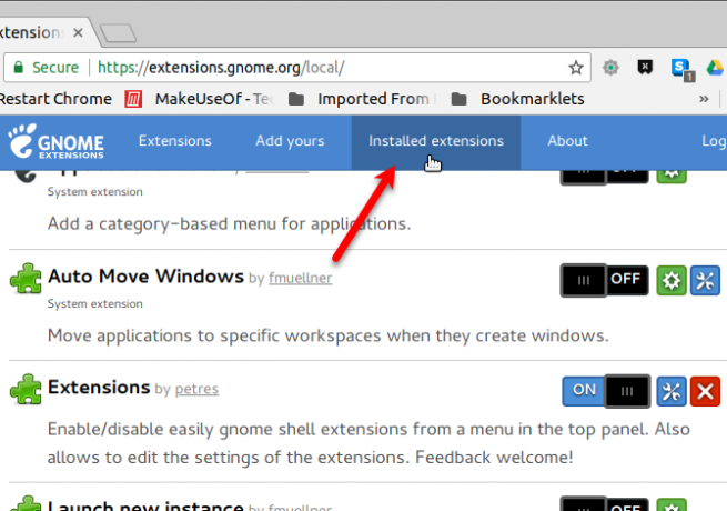 Liste des extensions installées dans Chrome