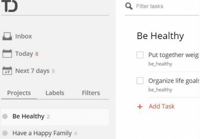 Exemple de configuration de ToDoist