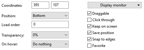 Options du bouton du pluviomètre