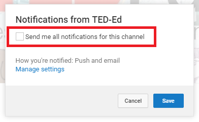 activer la notification YouTube