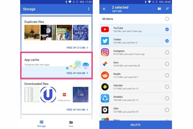 fonctionnalités de l'application google files go