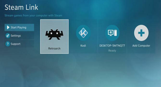 RetroArch installé sur Steam Link