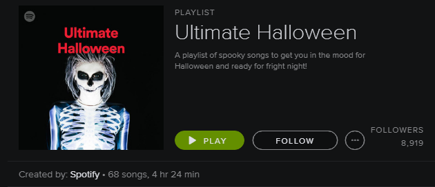 Liste de lecture Spotify - Ultimate Halloween