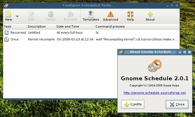 Écran À propos de Gnome-Schedule