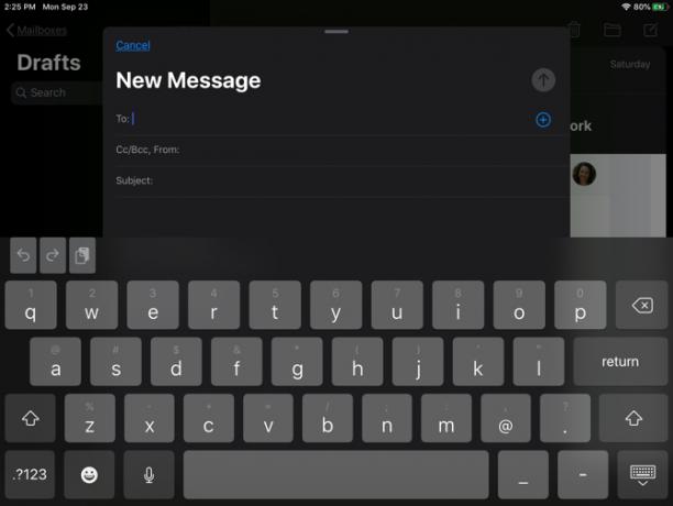 iPadOS Dark Mode dans Mail