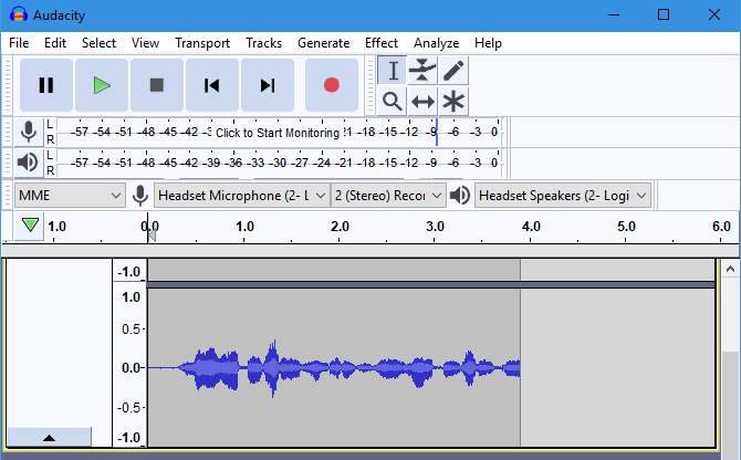 Enregistrement d'échantillon Audacity