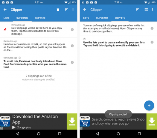 copier et coller sur Android - Clipper Android Clipboard App