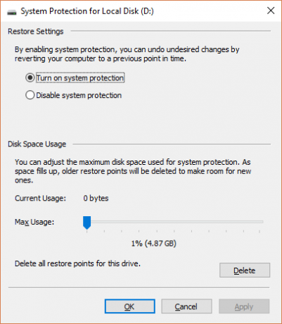 Protection du système Windows 10