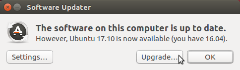 Notification qu'Ubuntu 17.10 est disponible