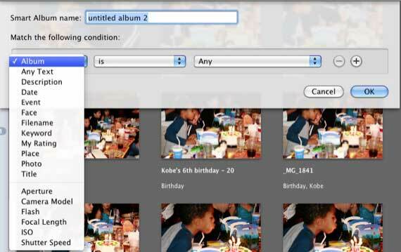 albums intelligents dans iphoto