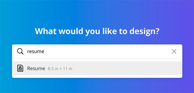 Utilisation de la barre de recherche de Canva pour rechercher un modèle de CV
