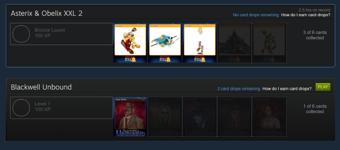 Page Badges sur Steam