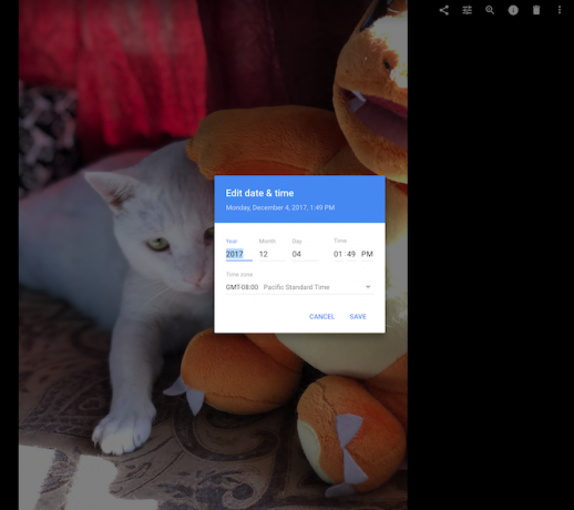 Modification de la date et de l'heure dans Google Photos