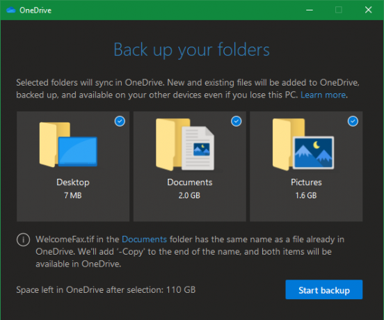 Dossiers de sauvegarde OneDrive