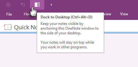 Microsoft OneNote - Dock vers le bureau