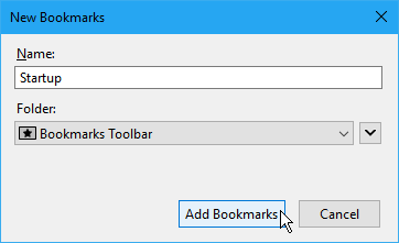 Boîte de dialogue Nouveaux signets dans Firefox