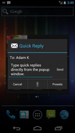 application android sms popup,