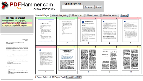 PDF Hammer - Fusionner et éditer des fichiers PDF en ligne